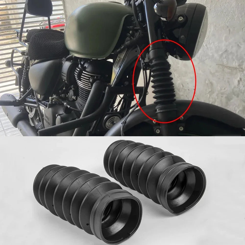 For Royal Enfield Meteor 350 Fork Boot Tube Slider Front Shock Absorber Cover Gaiters Gators Motorcycle Accessories Parts Black