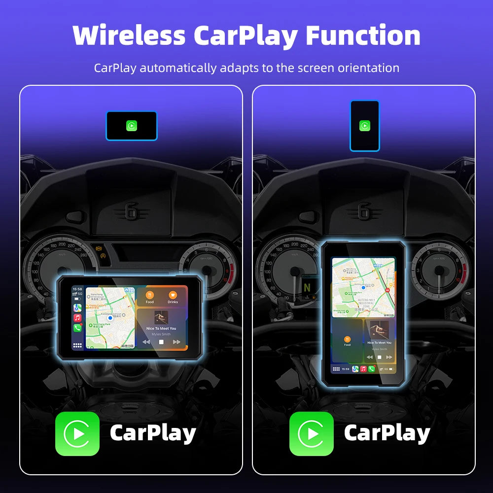 EKIY 5 Inch Motorcycle Carplay GPS WiFi MOTO Navigation Wireless CarPlay Wireless Android Auto Motor Rotating Screen
