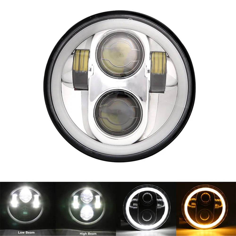For Harley Indian Scout Honda Universal 5 3/4 Inch 5.75" Led Car Motorcycle Headlight H4 Phare Farol Moto Headlamp Head Light