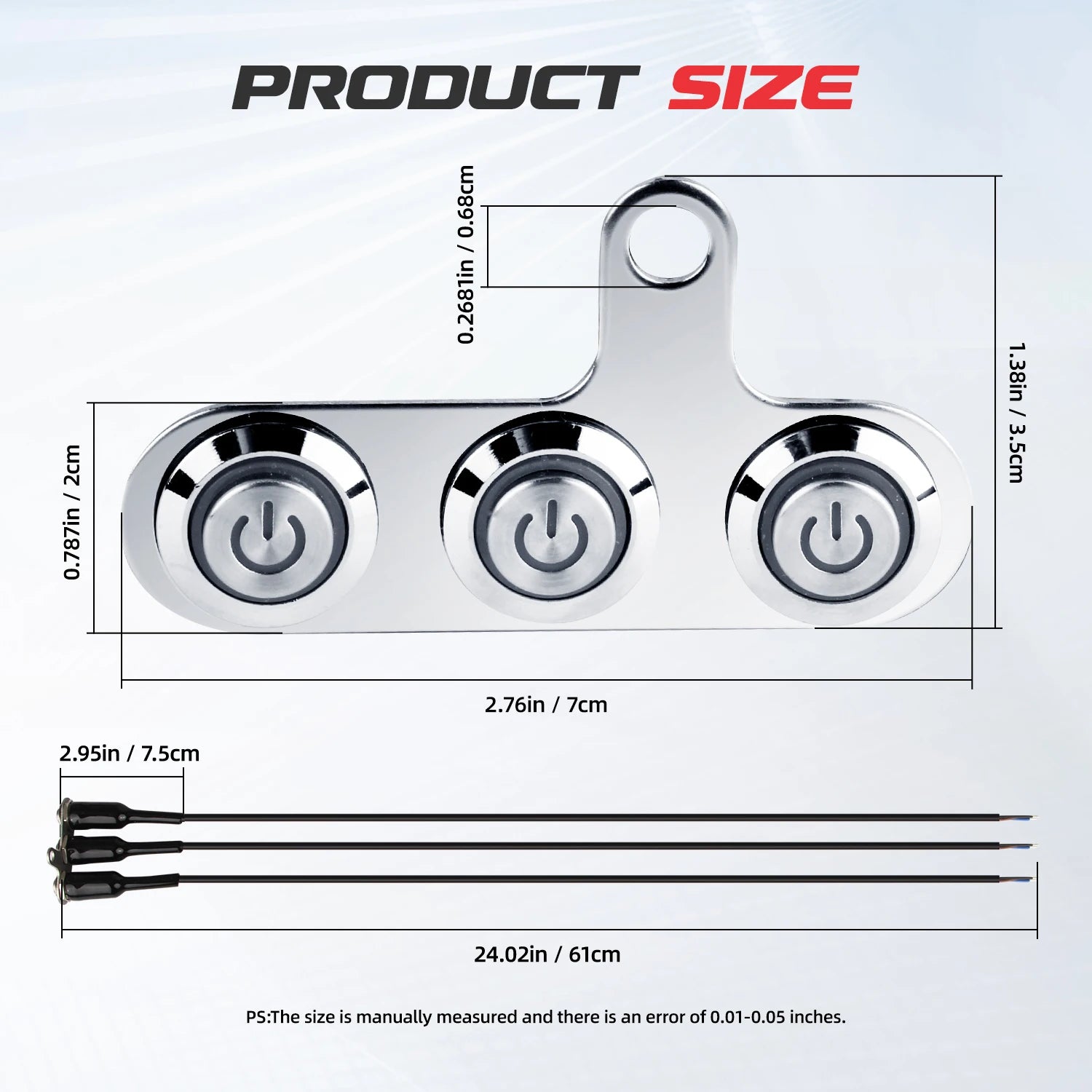 Blue LED Motorcycle Handlebar Switches - 12V Stainless Steel with Fog Light Control Button, Fit for Street Touring Bikes