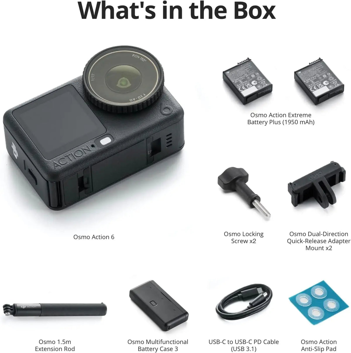 Open Box-DJI Osmo Action 4,Action 5,Action 6 Combo 8K Action Camera 1/1.1" Square Sensor Variable Aperture F/2.0-f/4.0 Rocksteady 3.0 Cold-Resistant 4hrs Battery 50GB Storage Vlogging Camera