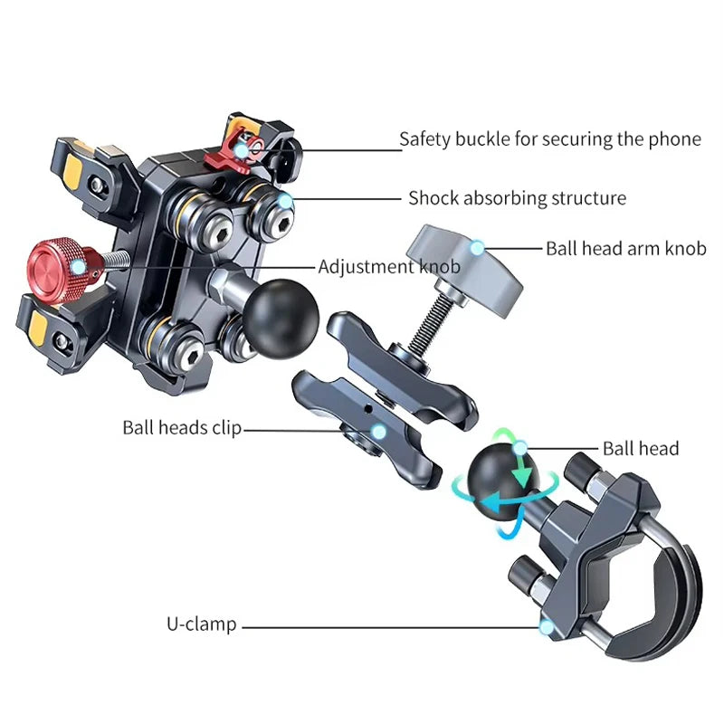 LanParte Motorcycle Phone Mount,Anti-Shake Bike Phone Holder for Bicycle, Handlebar Phone Mount,Compatible with iPhone All Phone