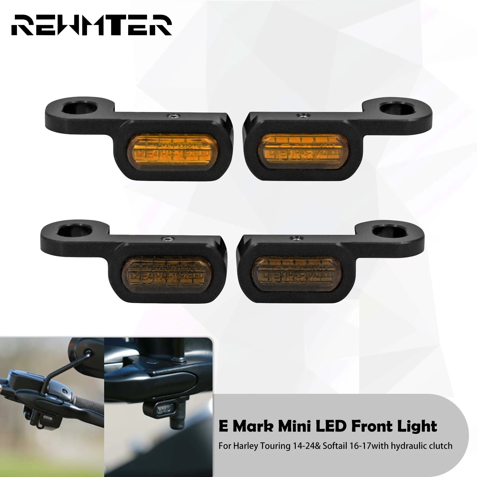 Motorcycle Mini LED Turn Signal Amber Light 12V E Mark For Harley Softail Touring Road King FLTRX FLHT FLHX 14-23 Softail 16-17