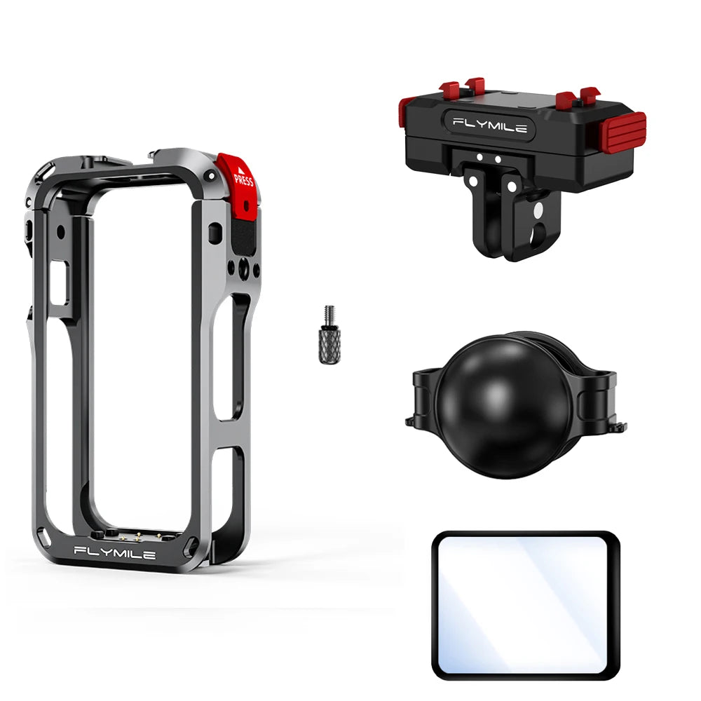 Flymile X6 Cage Metal Protective Case for Insta360 X6 Accessories Camera Aluminum Alloy Frame Cage with Silicone Lens Cover