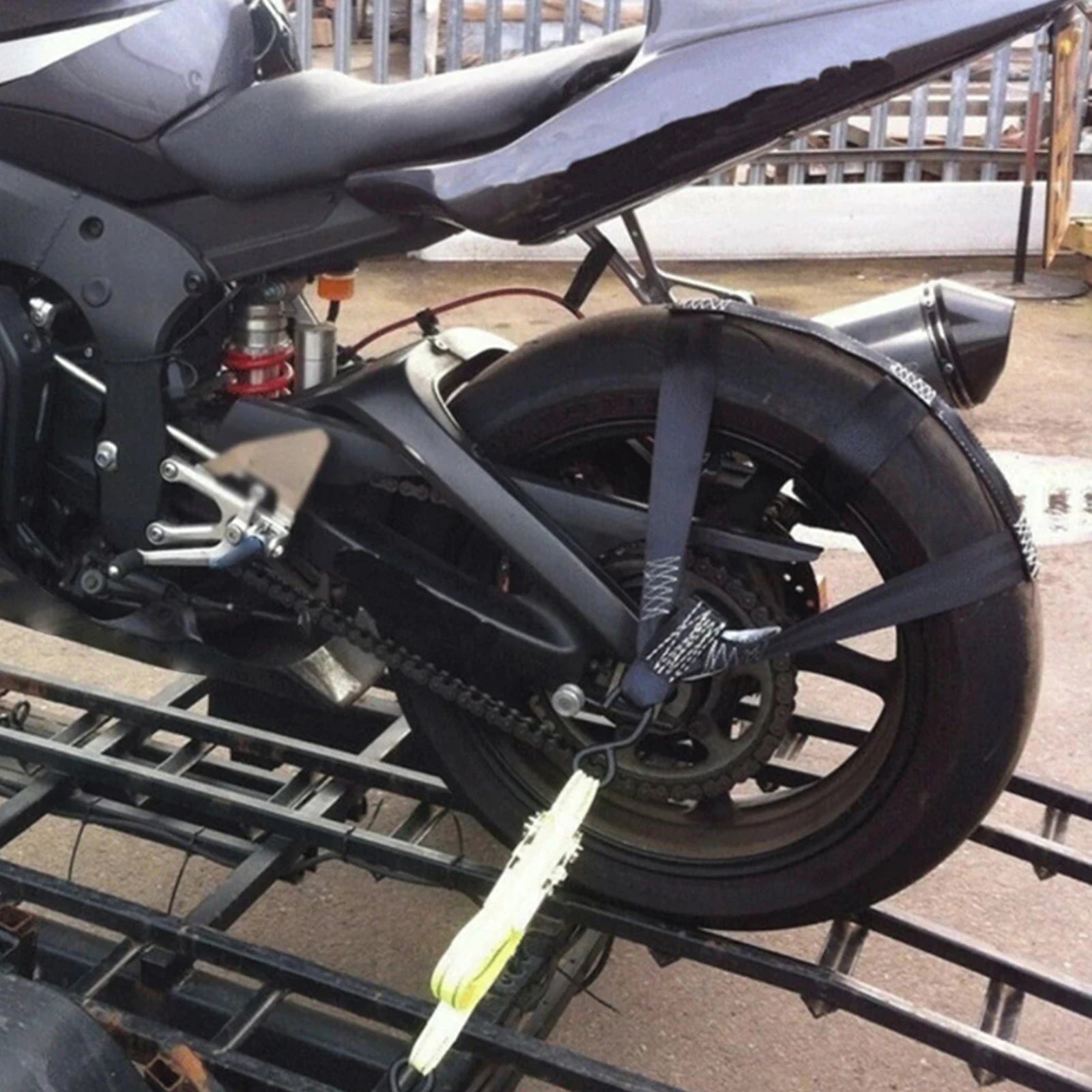 Motorcycle Rear Wheel Strap Easy Installation Lightweighted Loading Ramp Bundle for Rear Wheel