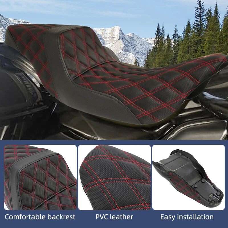 Motorcycle Drive Passenger Two-up Seat For Harley Touring Electra Glide Street Glide Road Glide Road King CVO 2009-2023