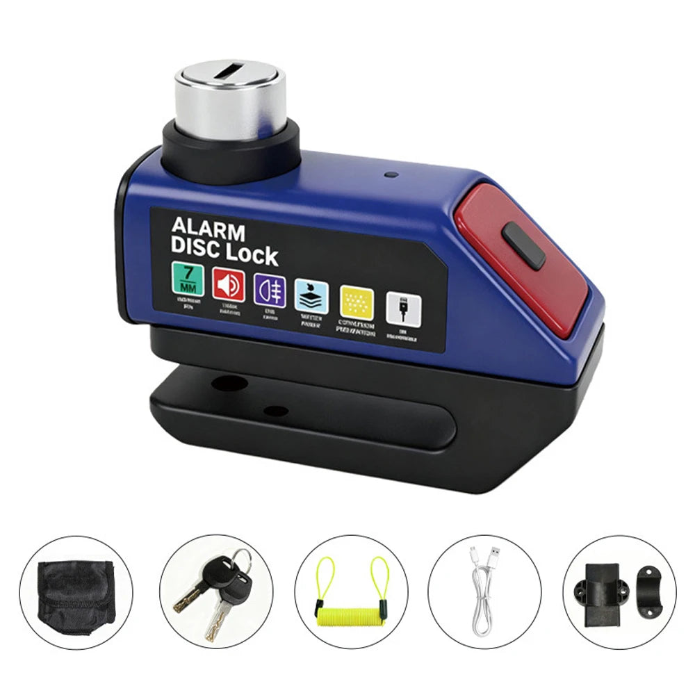 Motorcycle Alarm Disc Brake Lock 120dB Loud Anti Theft Alarma Security Moto Wheel Disk Padlock Waterproof Motorcycle Disc Lock