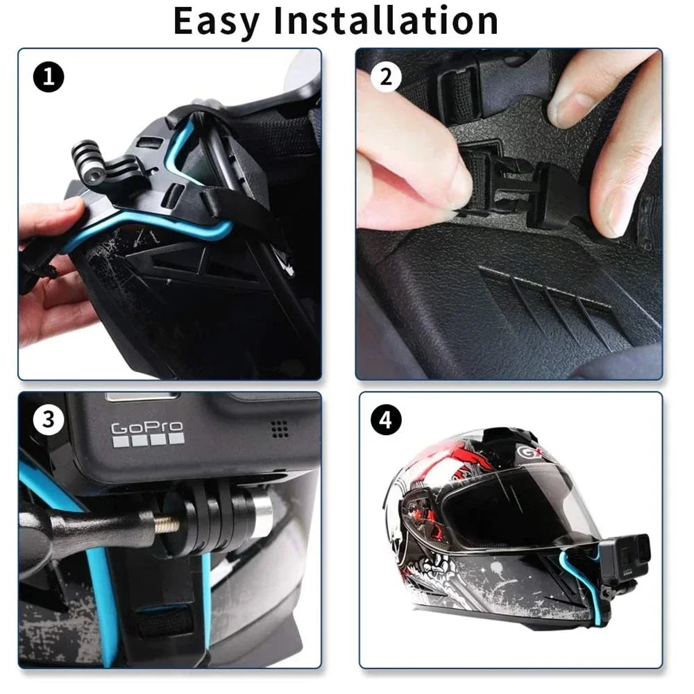 Motorcycle Helmet Chin Mount, GoPro Action and Sports Camera Accessories, Universal Helmet Camera Bracket