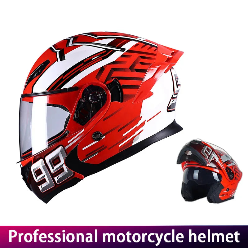 New Dual Lens Motorcycle Full Face Helmet Unisex Four Seasons Universal Motorcycle Scooter Removal Face Shield Helmet
