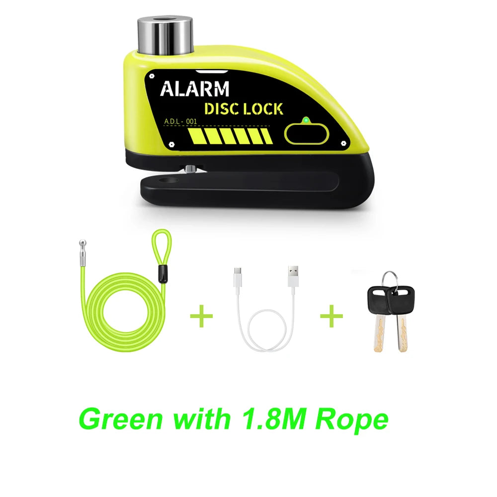 Anchtek Motorcycle Rechargeable Disc Lock Alarm 120db Bicycle Anti-theft Padlock Security Protection Bike Motorbike Accessories