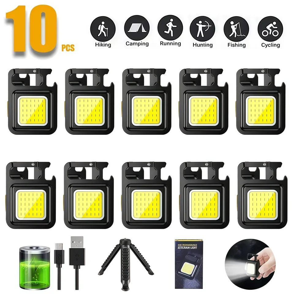 Super Bright Mini COB Keychain Flashlight Charging Lamp Camping Lights with Magnet 4 Lighting Modes for Emergency Lighting Torch