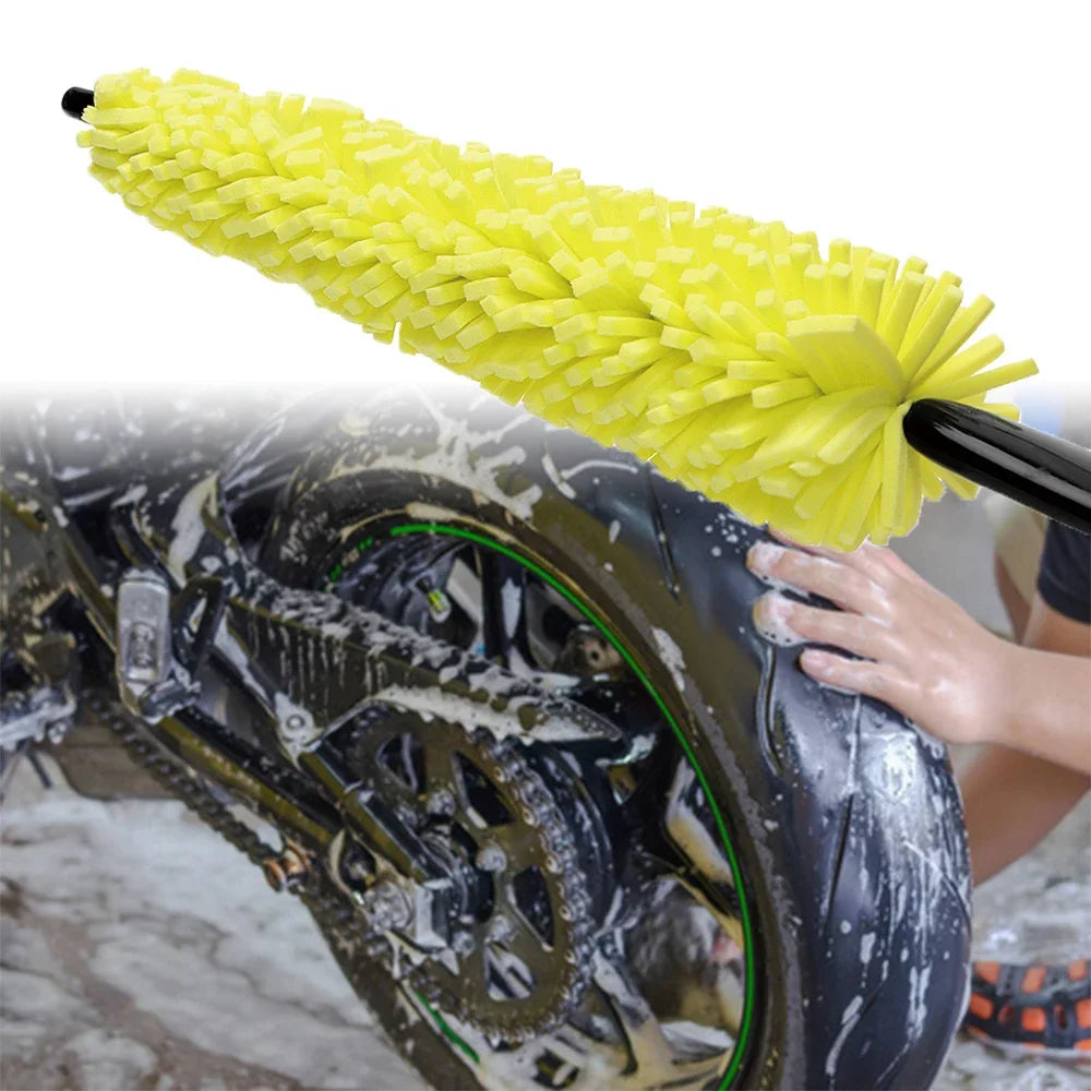 Motorcycle 29cm Sponge Brush Wheel Rims Washer Car Hubcaps Wash Auto Cleaning Tool With Handle Bicycle Dirt Pit Bike Accessories