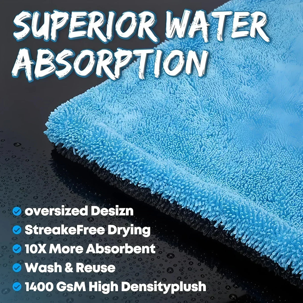 Microfiber Car Wash Towel Large Car Quick Drying Cloth Super Absorbent Car Window Cleaning Car Detailing Rags