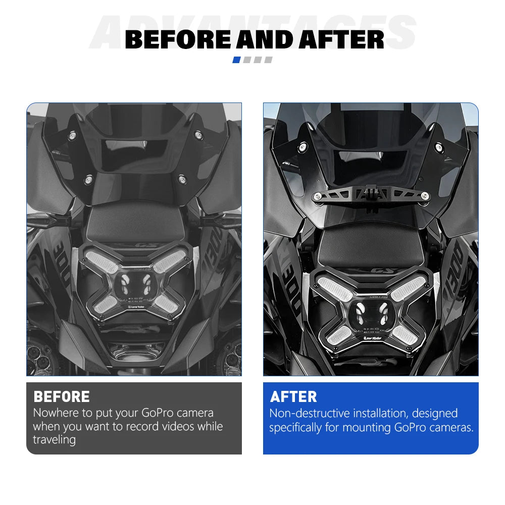 FOR BMW R 1300 GS R 1300GS R1300 GS 2023- Motorcycle Windscreen GoPro Bracket CAMERA BRACKET Driving Recorder Holder