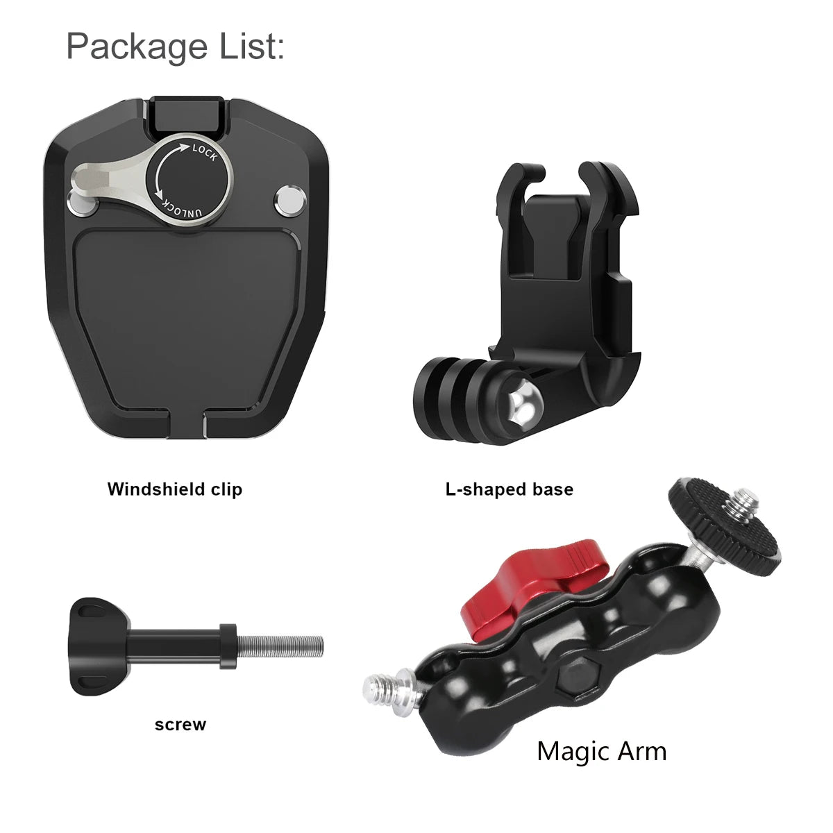 Aluminum Alloy Motorcycle Windshield Clip Camera Mount for GoPro Hero 13 12 11 10 9 8 7,Insta360 X4 X3,DJI OSMO Action 5Pro/4/3