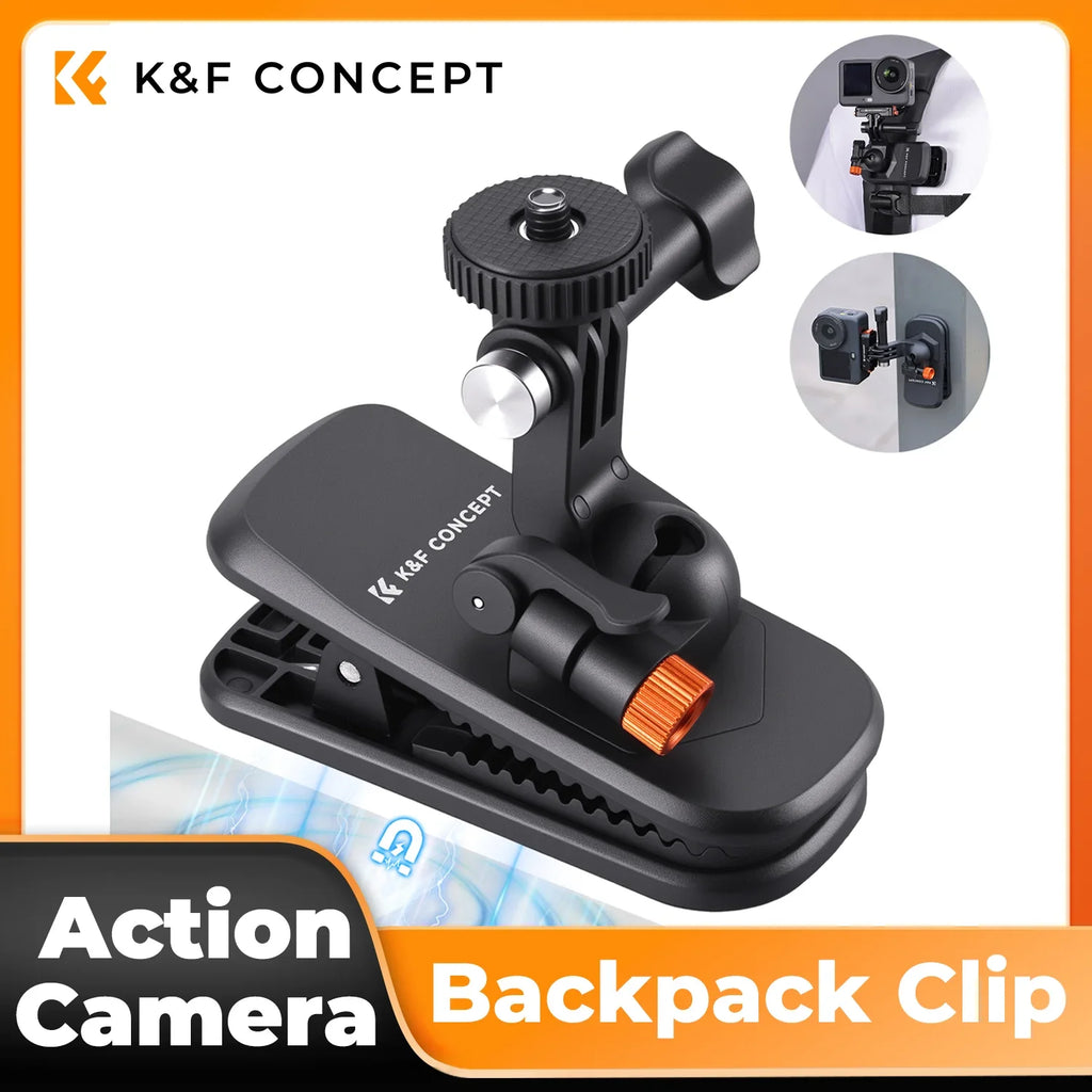 K&F CONCEPT Magnetic Backpack Clip Mount for DJI Osmo Action 5 Pro 4 3 All GoPro Hero Insta360 X5/4/3 180° Swivel Quick Release