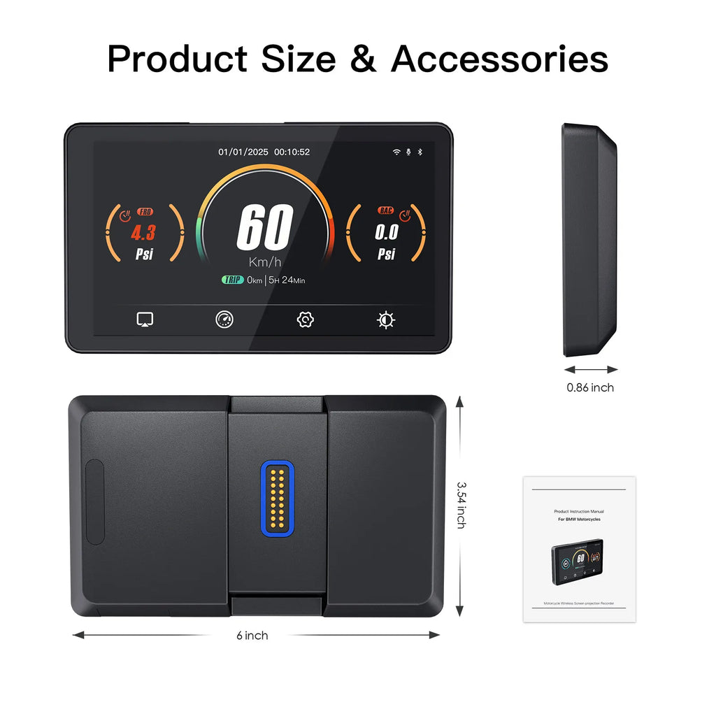 CARABC 6" Motorcycle Navigation Wireless Carplay Android Auto For BMW F750GS XR M1000 R1200GS R1250GS R1300GS S1000XR