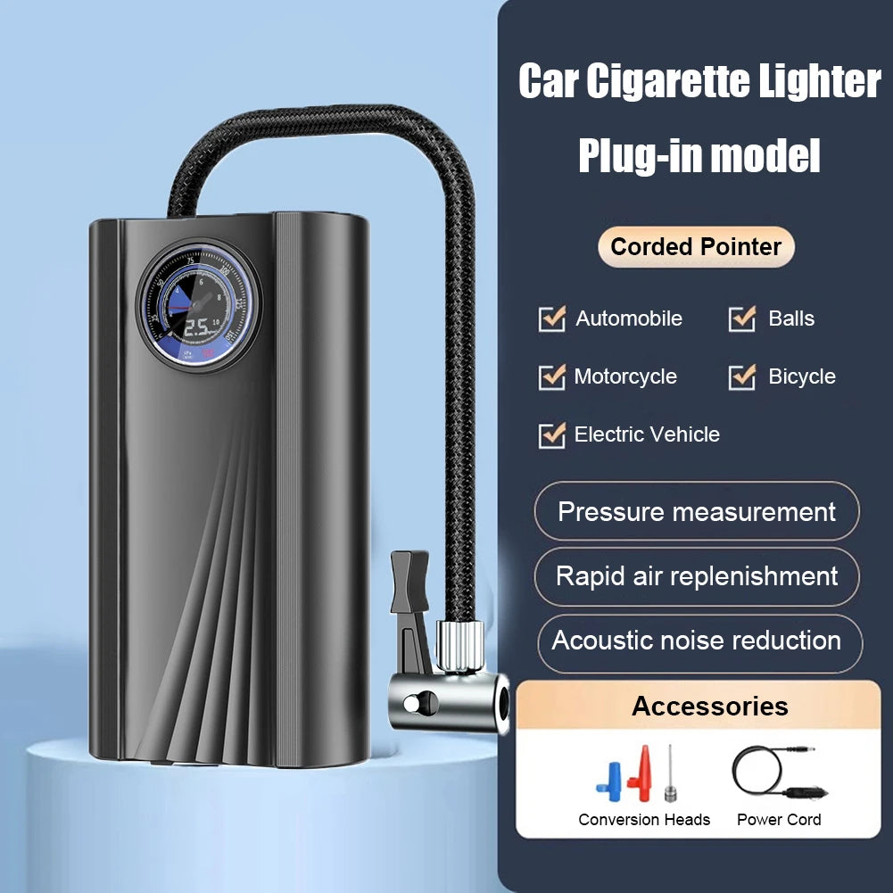 120W Air Pump Tire Inflator 12V Portable Compressor Digital Cordless Car Tyre Inflator Quick Inflating for Motorcycle Car Bike