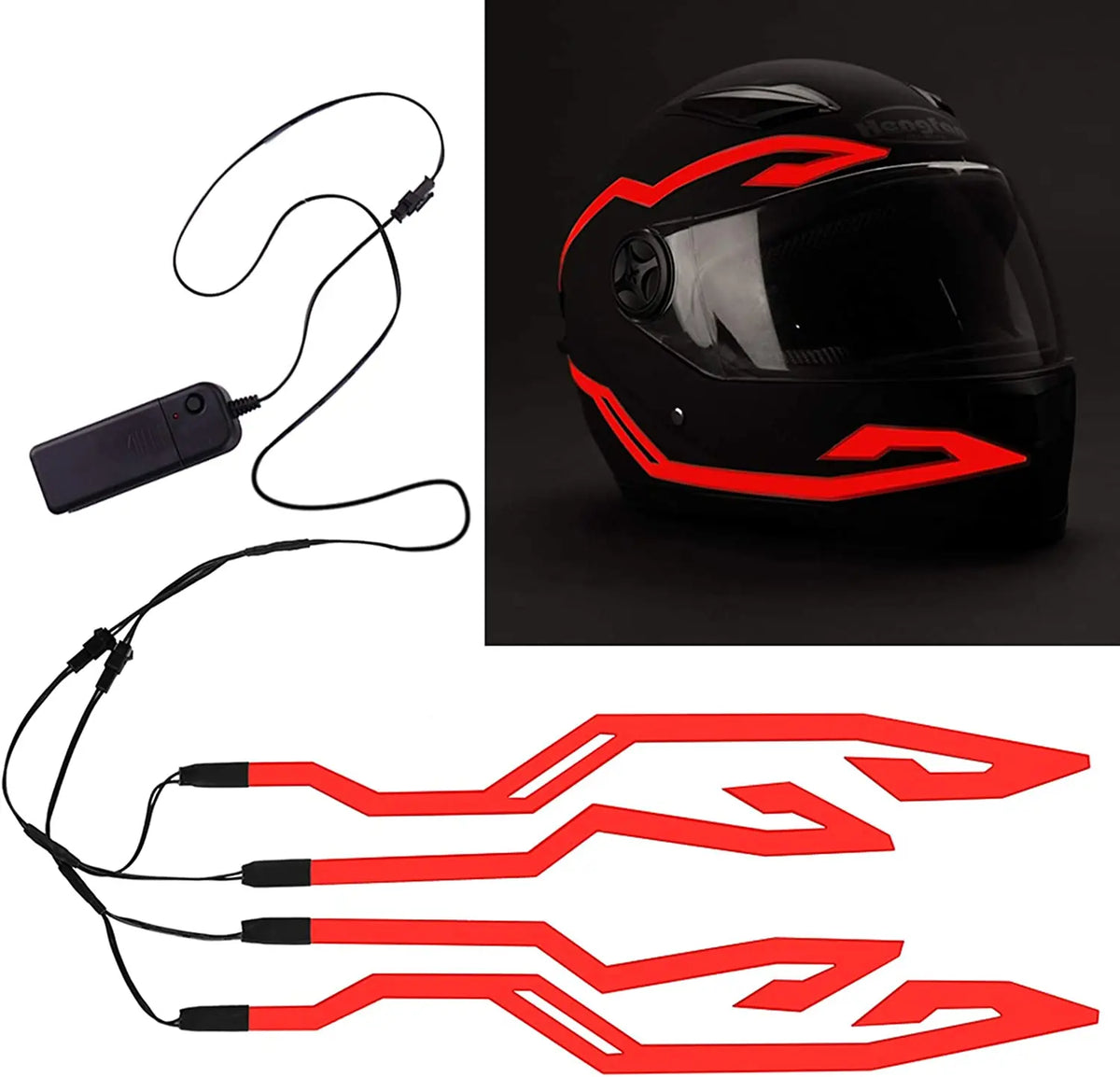 Motorcycle Helmet Light Night Riding Signal Helmet 4 in 1 EL Light 3 Mode Led Helmet Light Strip Decoration Accessories Kit