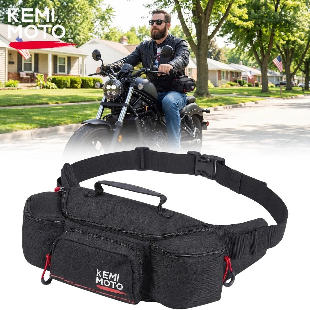 Motorcycle Waist Bag Oxford Riding Fanny Pack Multi Pocket Storage Pouch with YKK Zipper for Outdoor Hiking Travel Cycling Bag