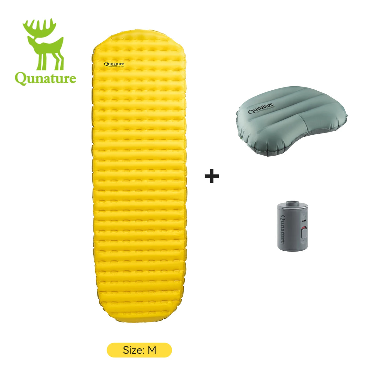 Qunature 3Pcs/set Outdoor Camping Inflatable Mattress Sleeping Bed Hiking Picnic Beach Mats Pillow Inflatable Pump  Air Cushion