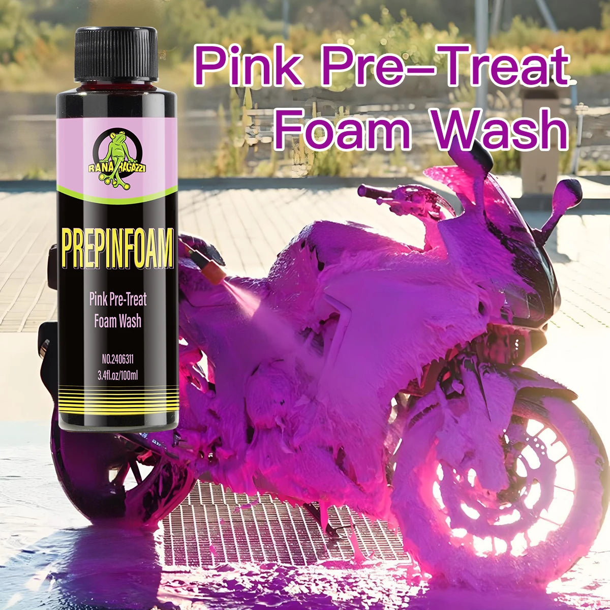 Motorcycle Washing Spray Pink Pre-Treat Foam Wash Sediment Pre-washed Off Dense And Flowing Foam Layer Natural Pink Foam RG311
