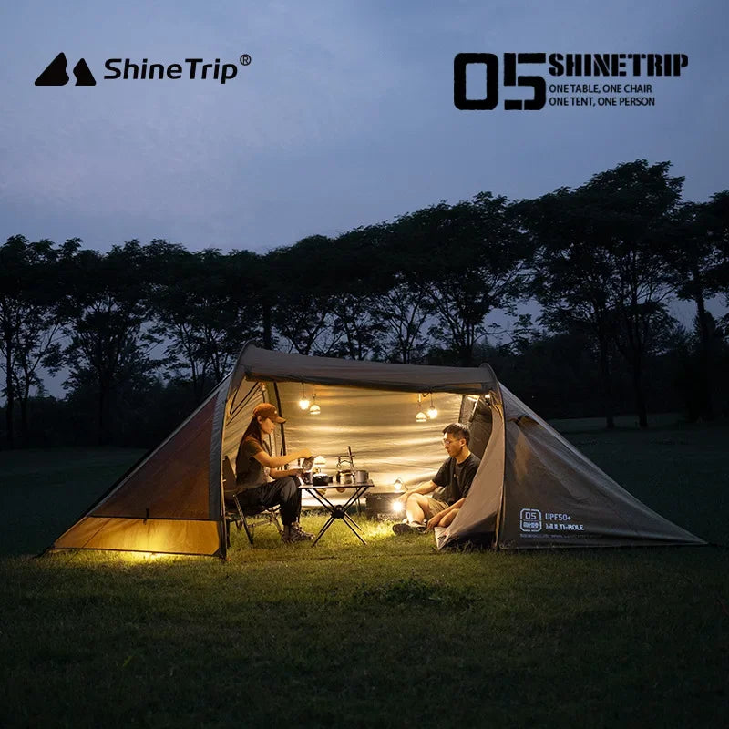 ShineTrip Camping Tent Double Multi Functional Waterproof Sunscreen Large Space Tunnel Tent Motorcycle Camp Travel Skyline Tent