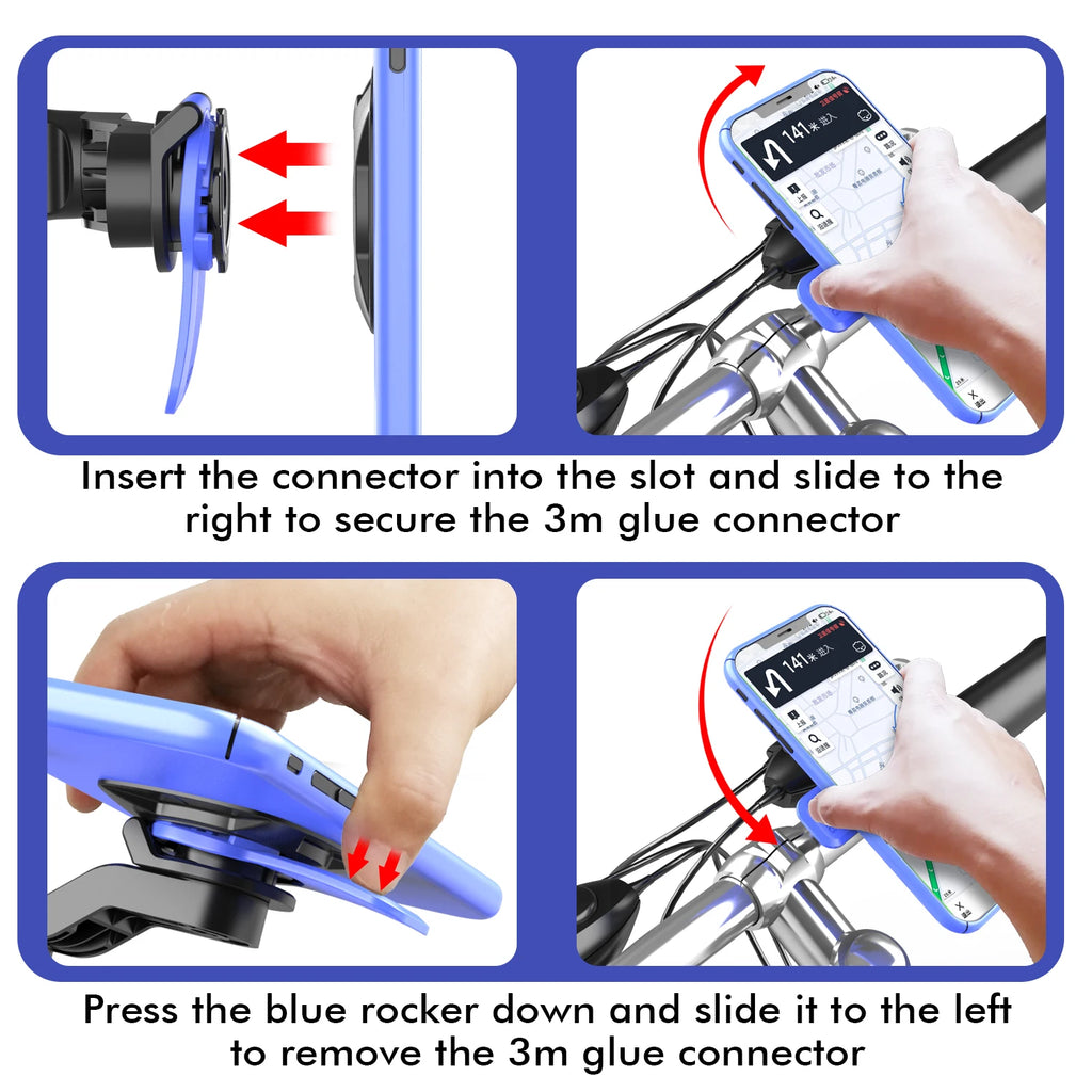 Motorcycle Phone Mount, Anti-Shake Bike Cell Phone Holder with Vibration Dampener, Quick Release Attach/Detach