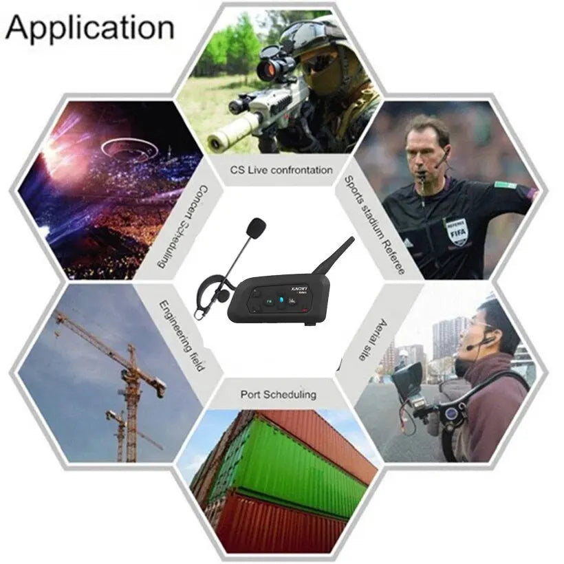 XiNOWy 4PCS V4C Referee Headset Bluetooth Intercom Full Duplex 1200M Football Soccer Earhook Earphone Interphone with Handbag