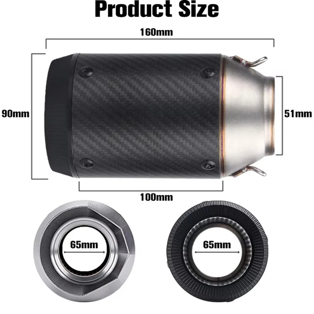 Universal Motorcycle Exhaust CNC Carbon Fiber Escape Muffler For Kawasaki Z900 FZ6 RC390 S1000XR