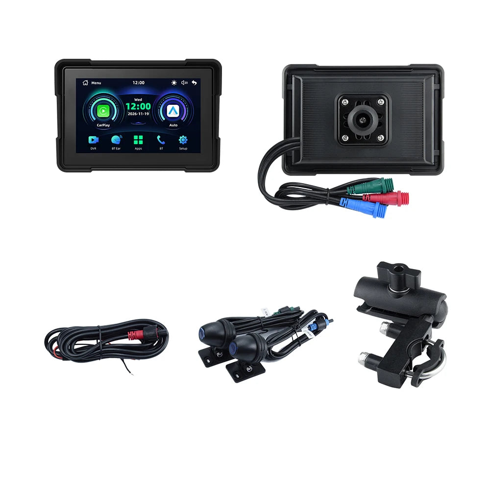 EKIY 5.0 inch Wireless CarPlay Moto Android Auto Portable Digital Motorcycle Dashboard GPS Navigation Display Screen Monitor