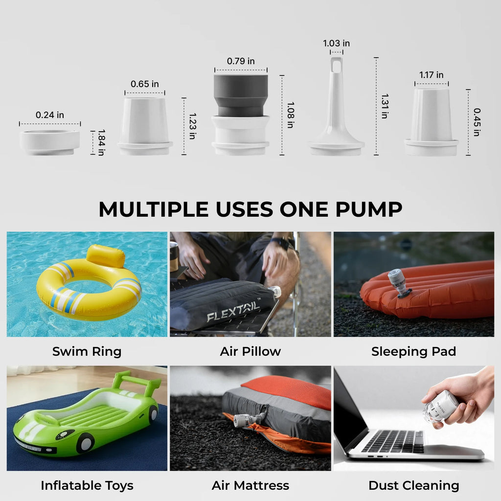 FLEXTAIL TINY PUMP 3X - 5kPa Ultra-Light Portable Air Pump, 5-Mode Camping Light, Multi-Use for Camping & Travel
