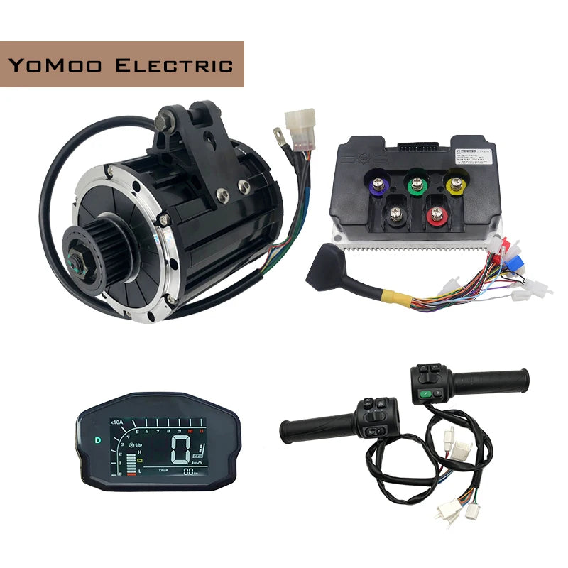 QS120 2KW PMSM Mid Drive Motor With Fardriver ND72450 Controller DKD Display and T08 Throttle For Electric Mopeds Motorcycle ATV