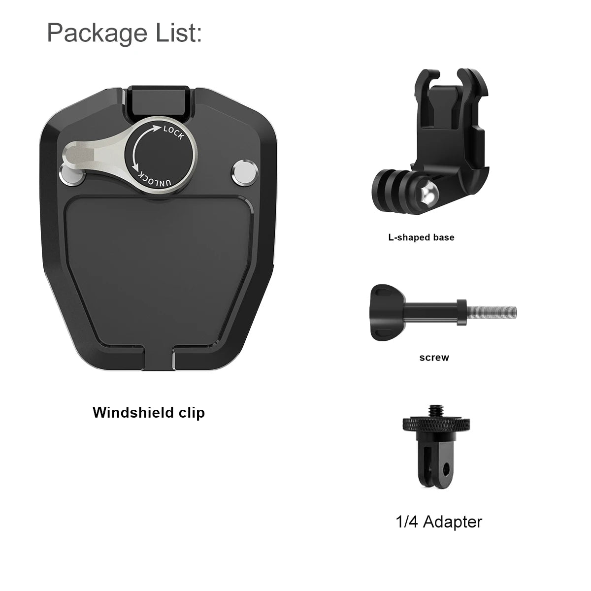 Aluminum Alloy Motorcycle Windshield Clip Camera Mount for GoPro Hero 13 12 11 10 9 8 7,Insta360 X4 X3,DJI OSMO Action 5Pro/4/3