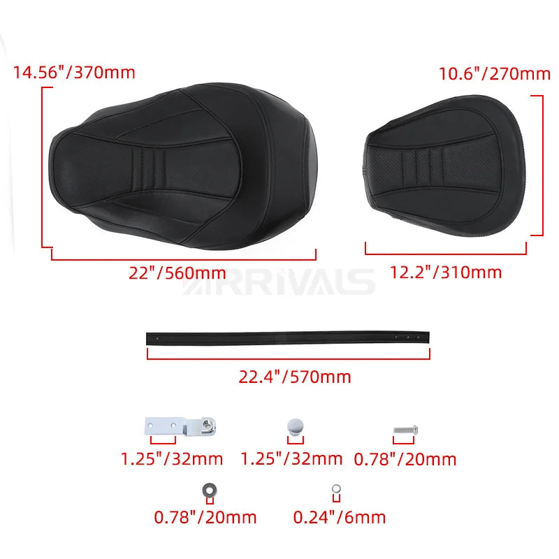 Motorcycle Low-Profile Driver Passenger Pillion Two Up Seat For Harley Touring CVO Street Glide Road King 1998-2008 2009-2022