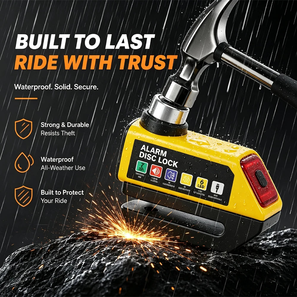 Motorcycle Alarm Disc Brake Lock 120dB Loud Anti Theft Alarma Security Moto Wheel Disk Padlock Waterproof Motorcycle Disc Lock