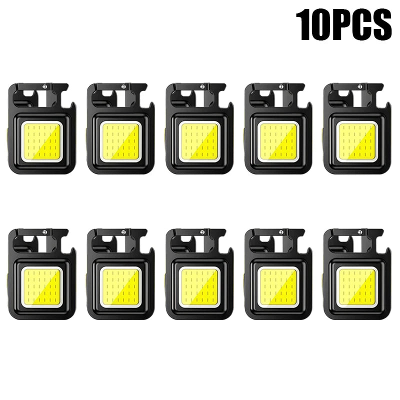 Super Bright Mini COB Keychain Flashlight Charging Lamp Camping Lights with Magnet 4 Lighting Modes for Emergency Lighting Torch