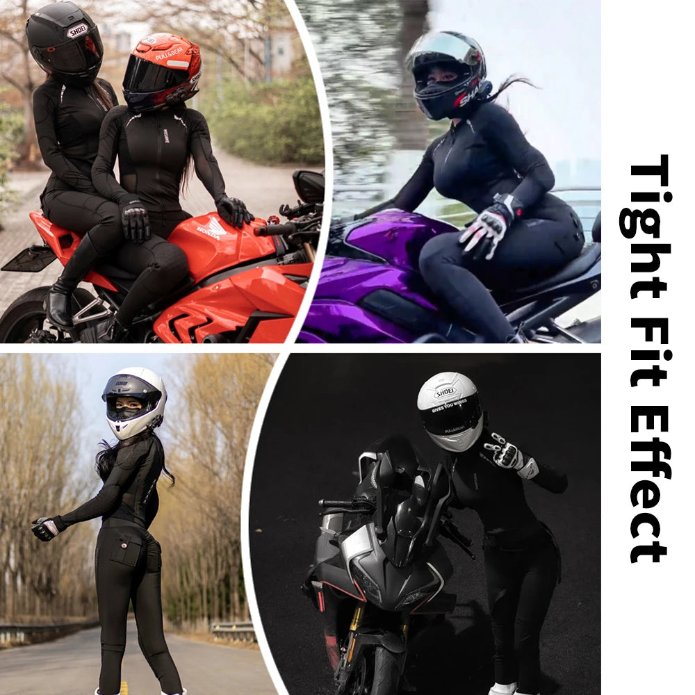 WOSAWE Women Motorcycle Jacket and Pants Set with Removable Pads Soft Padded Gear Summer Breathable Motocross Clothes Sexy Fit