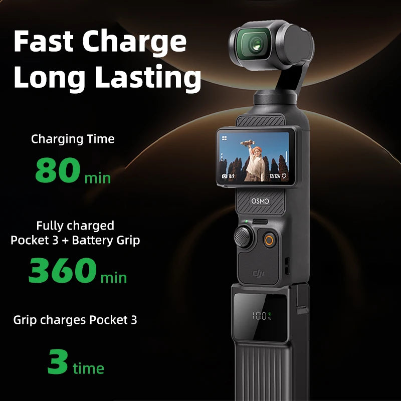 NOHON 5000/10000mAh High Capacity Battery Handle for DJI Osmo Pocket 3/4 22.5W PD Fast Charging Battery Portable Battery Handle