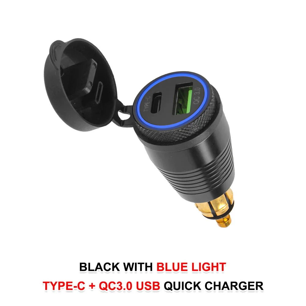 Motorcycle Quick Charger USB Type-C QC 3.0 Power Adapter Socket Plug For BMW R1100RT R1250GS Adventure R1200GS GS1200 ADV LC