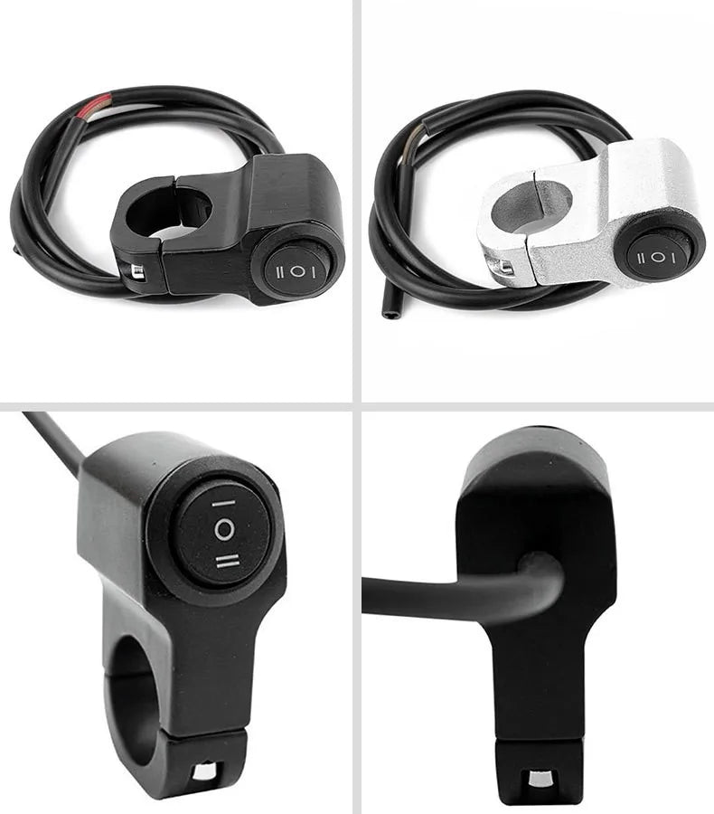 22mm 7/8in Motorcycle Handlebar Headlight ON/OFF Switch Light Button Aluminum Alloy Fog Spotlight Switch