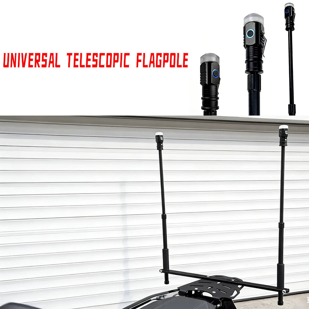 Thickened Aluminum Alloy Telescopic Flagpole for Motorcycle Travel Car Riding - Lengthened Durable Equipment