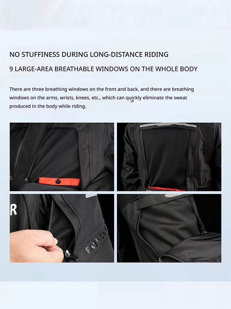 FEHER Autumn Winter Motorcycle Touring Suit Waterproof Removable Liner Thermal Men's Motorcycle Suit JK-059 Breathable Riding Se