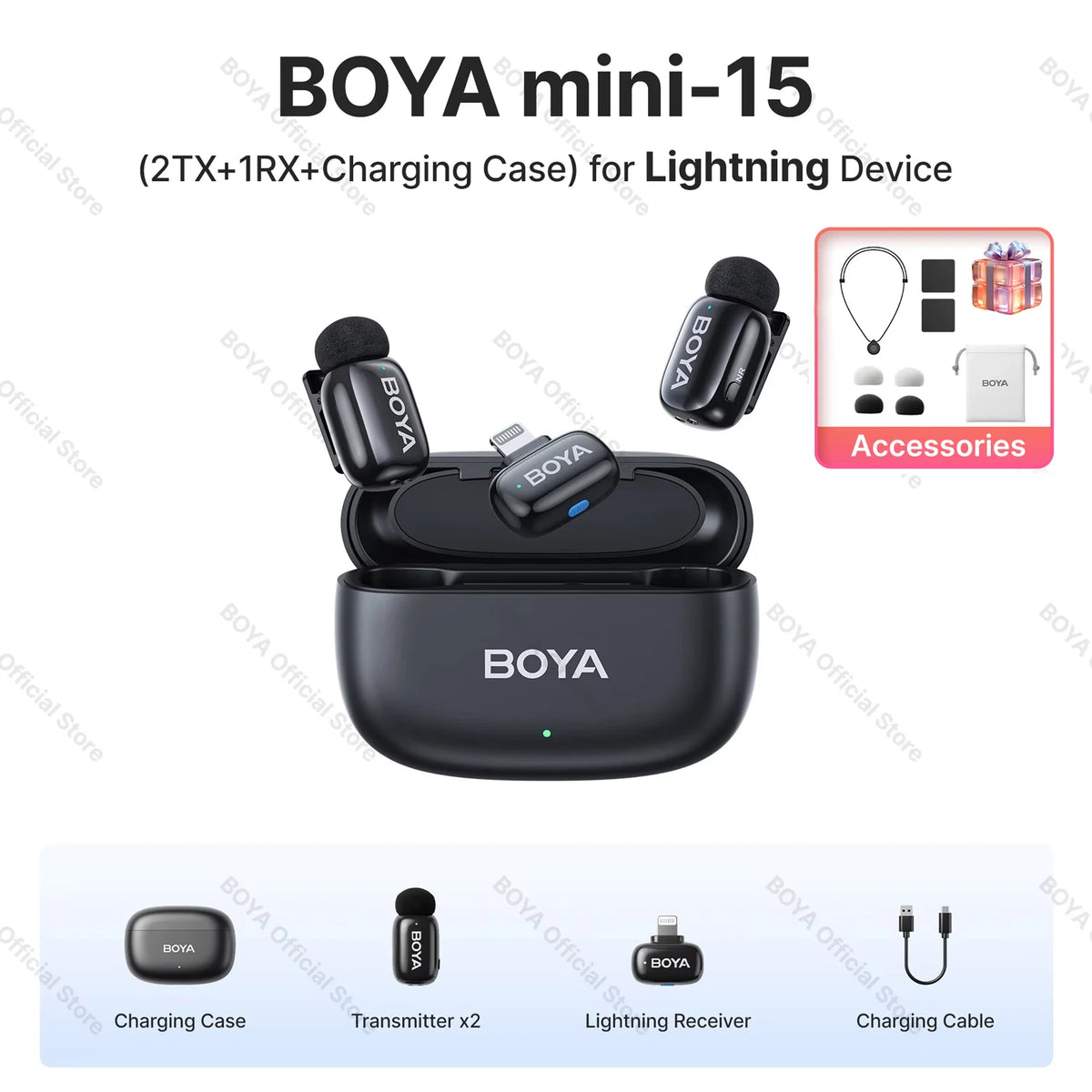 BOYA Mini Wireless Lavalier Lapel Microphone for iPhone iPad Android Type-C Phone Live Broadcast Audio Video Recording Vlog