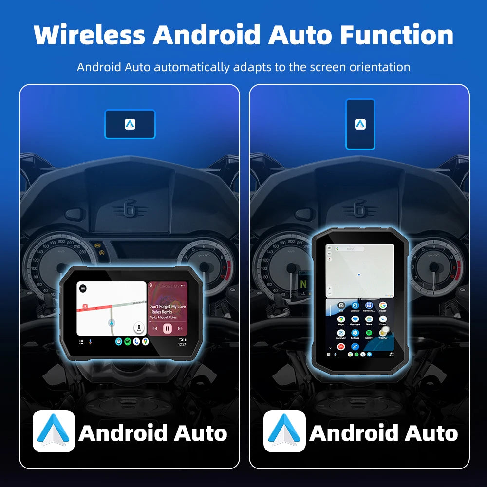 EKIY 5.0 Inch Wireless CarPlay Moto Android Auto For Motorcycle Navigation GPS Portable Digital Dashboard Display Screen TPMS