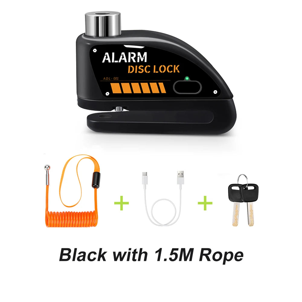Anchtek Motorcycle Rechargeable Disc Lock Alarm 120db Bicycle Anti-theft Padlock Security Protection Bike Motorbike Accessories