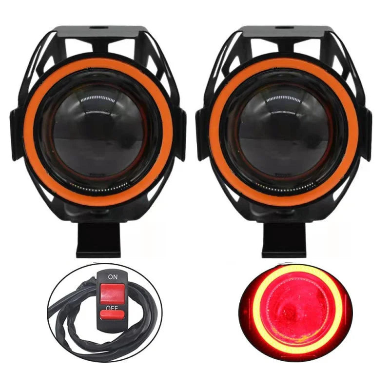 Waterproof Motorcycle LED Headlight 3000LMW U7 Motorbike LED Driving Fog Spot Light with Switch