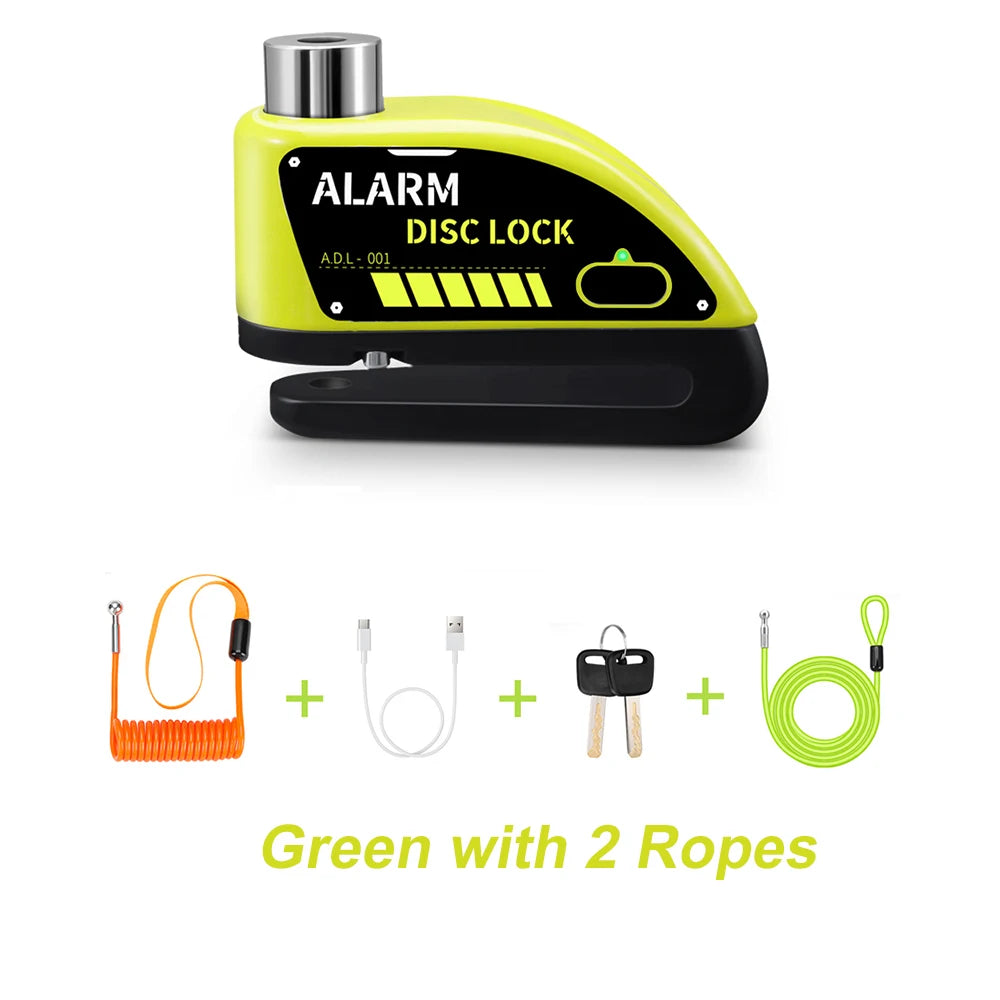 Anchtek Motorcycle Rechargeable Disc Lock Alarm 120db Bicycle Anti-theft Padlock Security Protection Bike Motorbike Accessories
