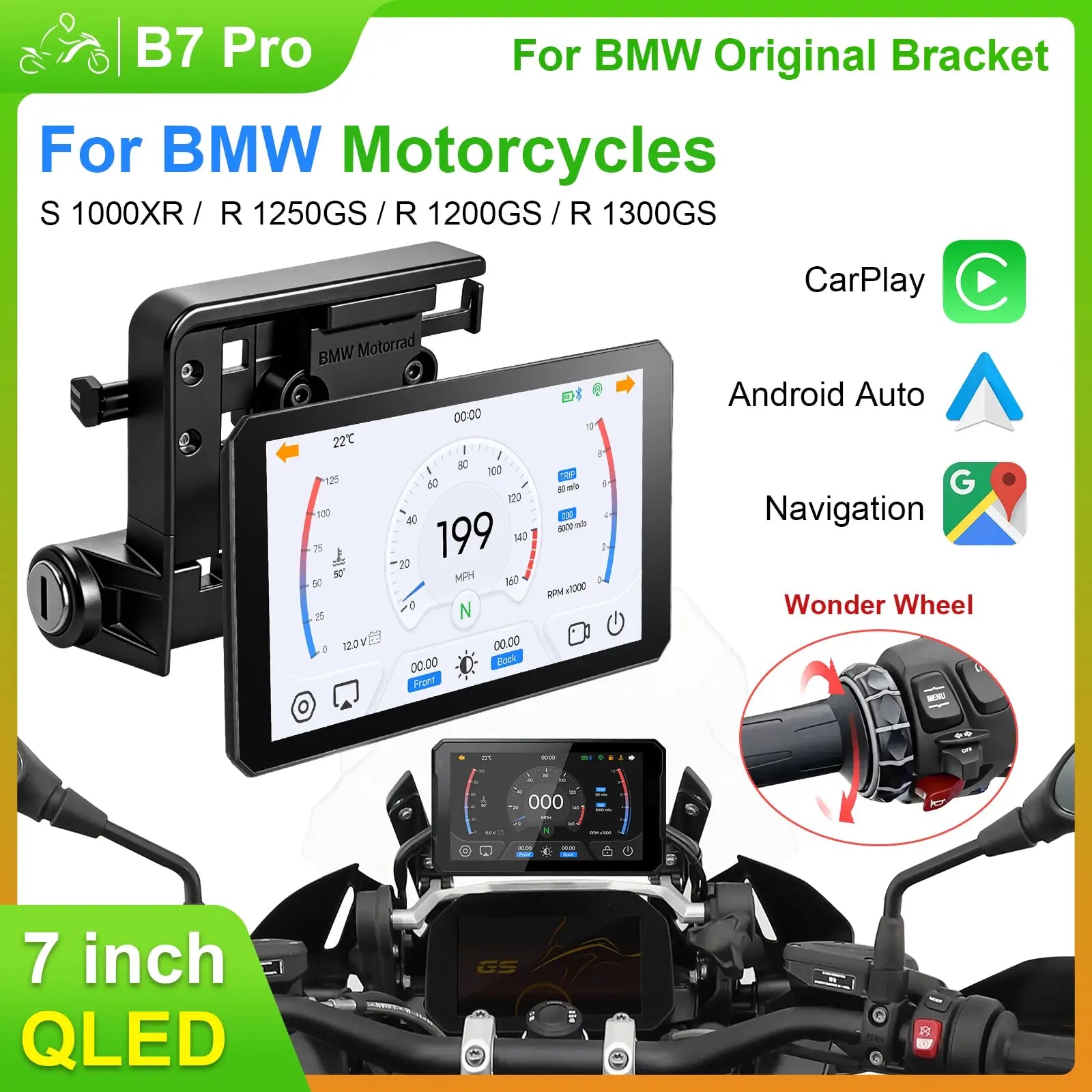 B7pro Wireless Andriod Auto Carplay Screen for Bmw XR M1000 R1200GS R1250GS S1000XR R1300GS 7 Inch Portable Motorcycle Navigator