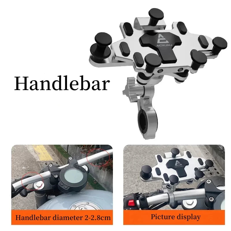 Motorcycle Phone Stand Aluminum Bike Mobile Phone Holder Cellphone Holder For Motorcycle Universal Phone Stand 540°Adjustable